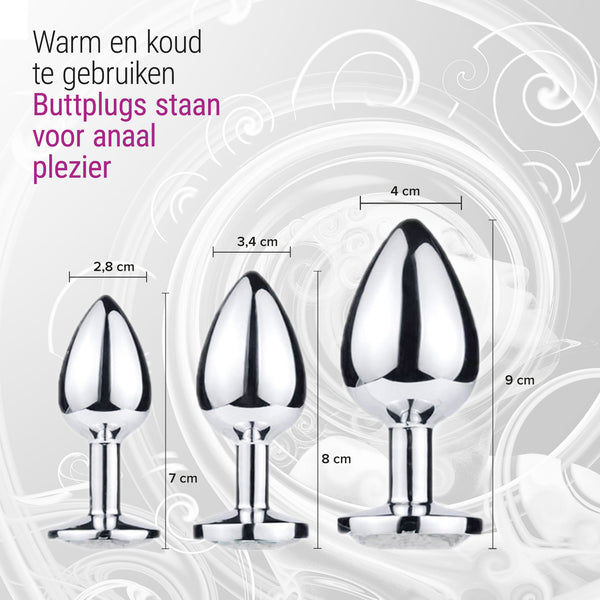 Luxe buttplug set voor vrouwen - Inclusief bullet vibrator - Wit
