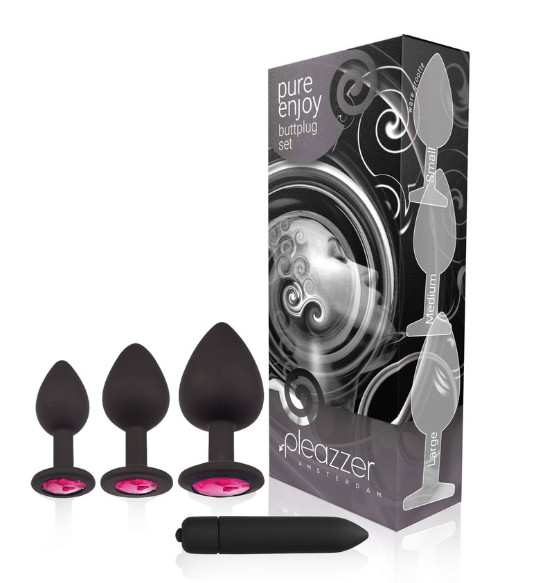 Luxe siliconen buttplug set voor vrouwen - Inclusief bullet vibrator - Roze
