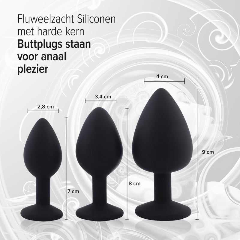 Luxe siliconen buttplug set voor vrouwen - Inclusief bullet vibrator - Roze
