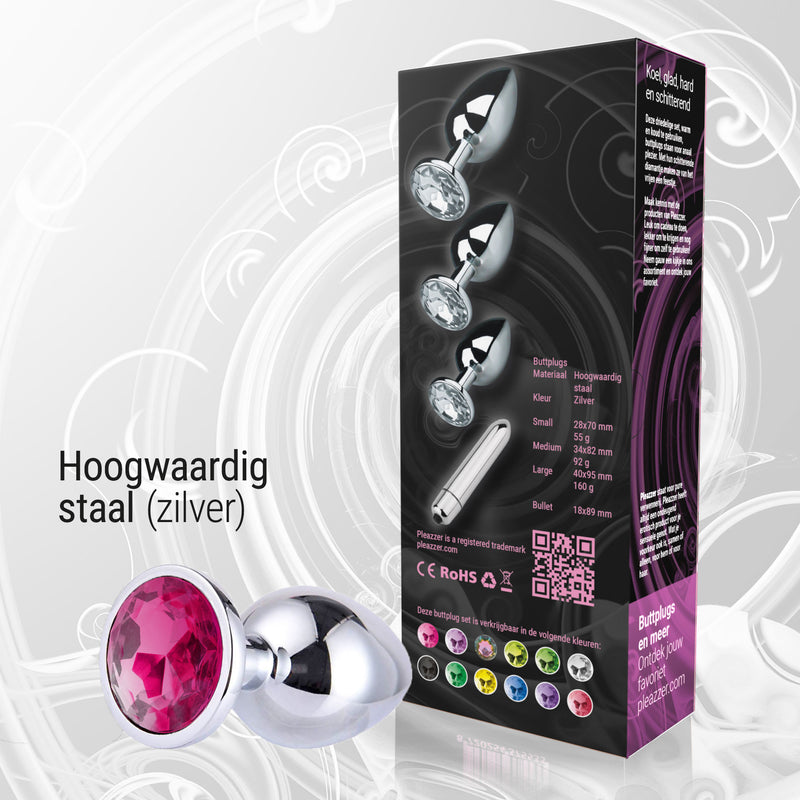 Luxe buttplug set voor vrouwen - Inclusief bullet vibrator - Roze